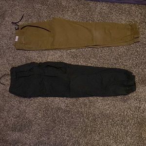 2 Tan and black tight ankle pants